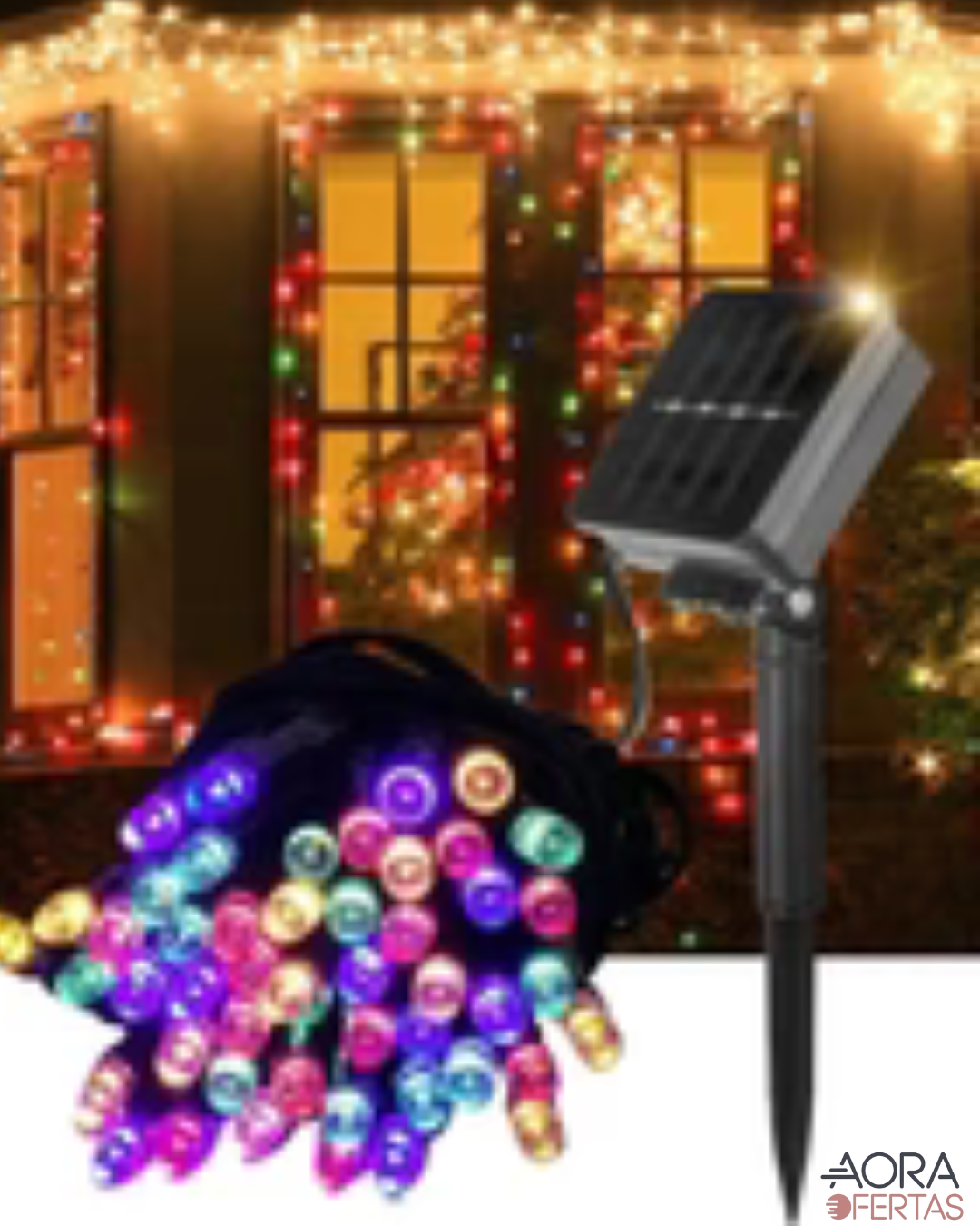 LUCES NAVIDEÑAS MULTICOLOR CON PANEL SOLAR