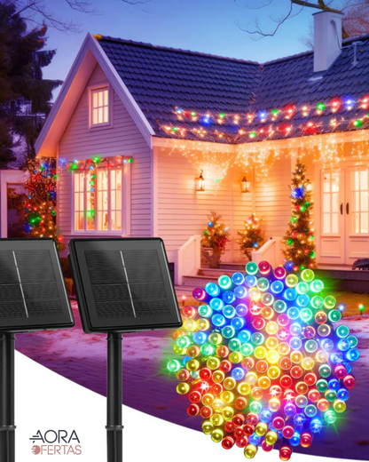 LUCES NAVIDEÑAS MULTICOLOR CON PANEL SOLAR