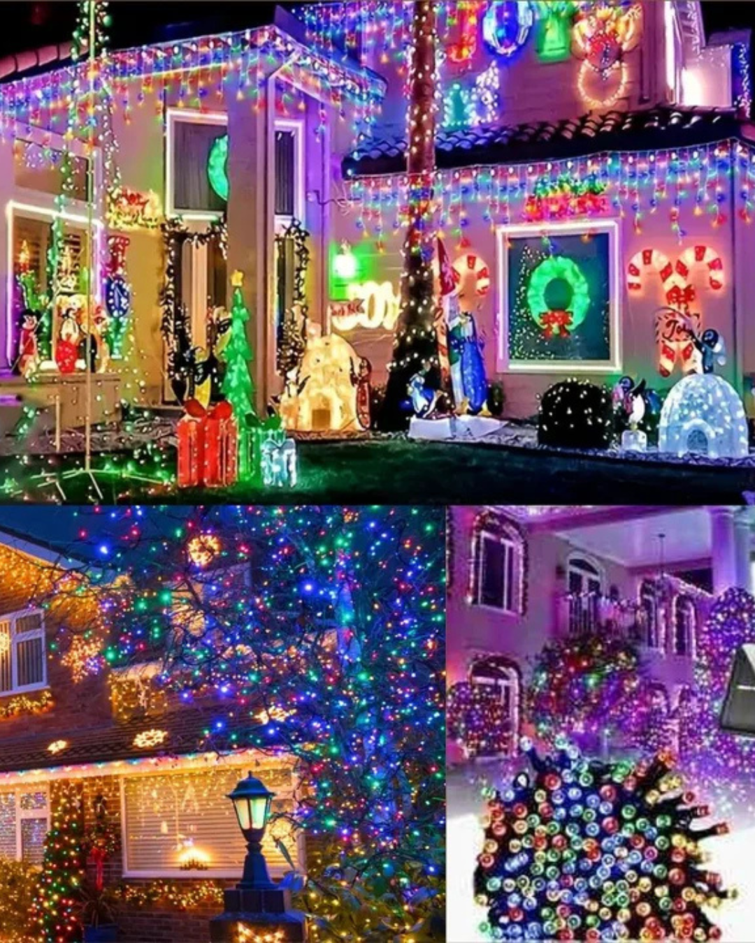 LUCES NAVIDEÑAS MULTICOLOR CON PANEL SOLAR